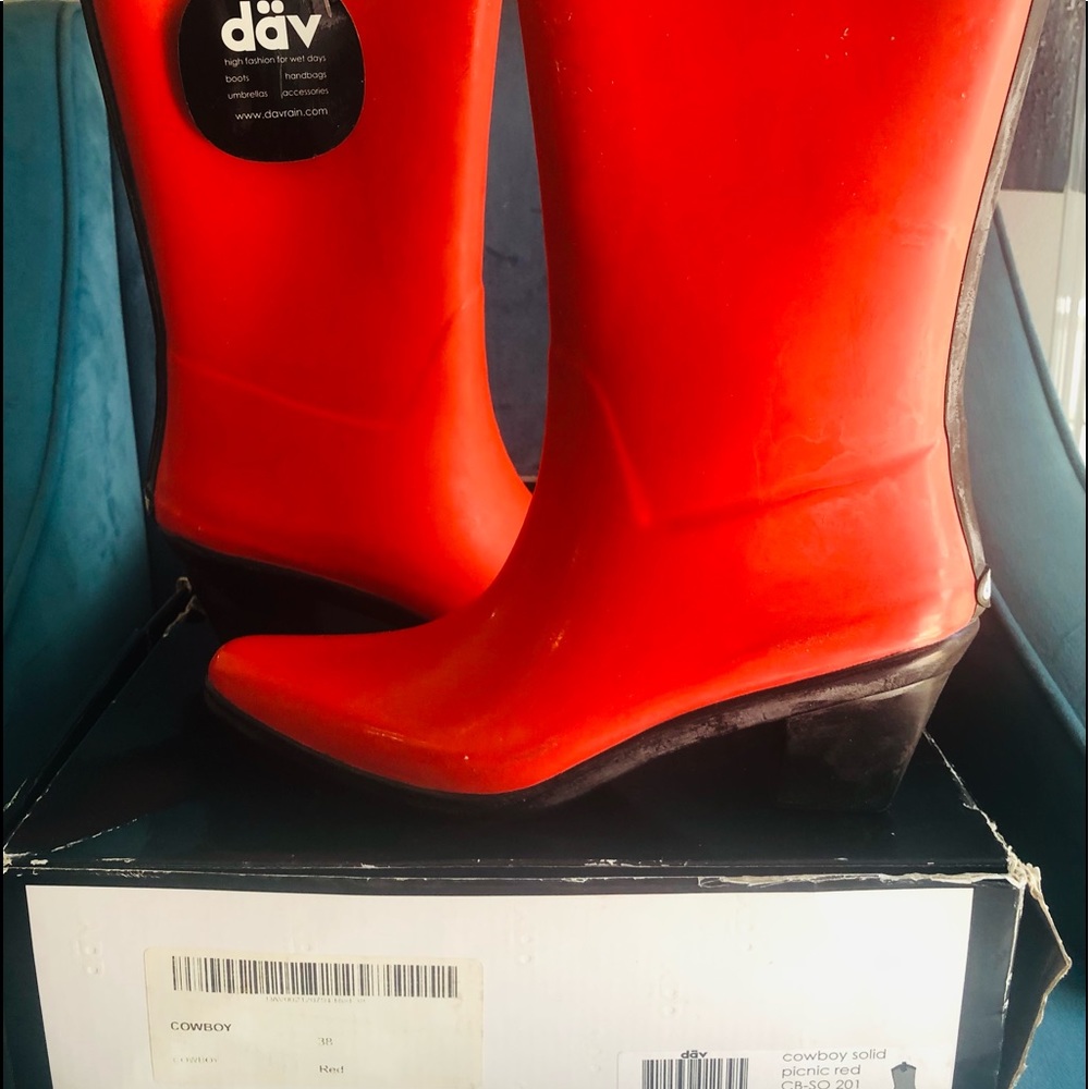 dav cowboy 8 red rain boots